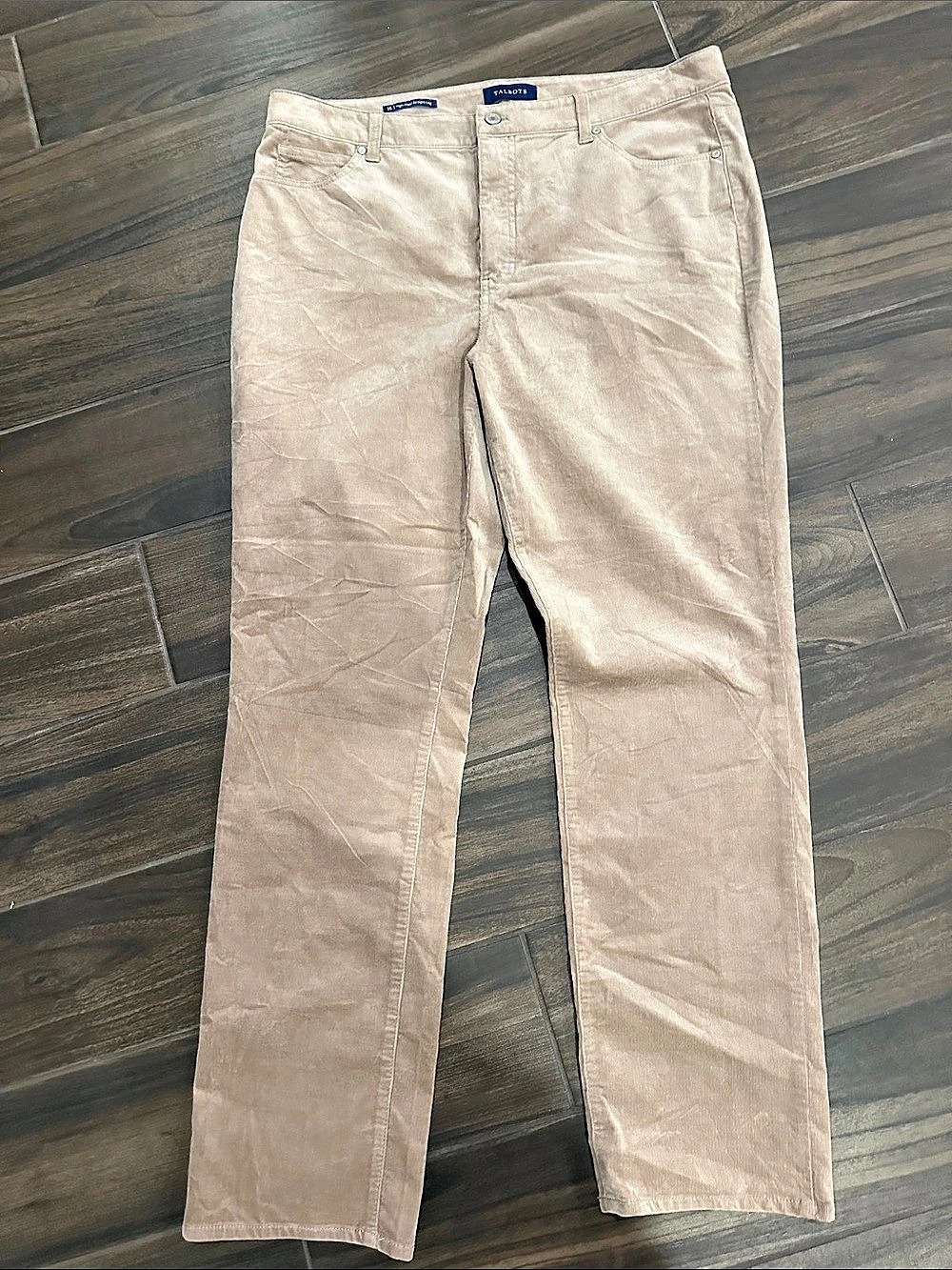 Talbots High-Waist Straight-Leg Corduroy Pants Taupe 16